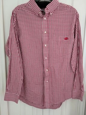Arkansas Razor Back Button Down Gingham Shirt